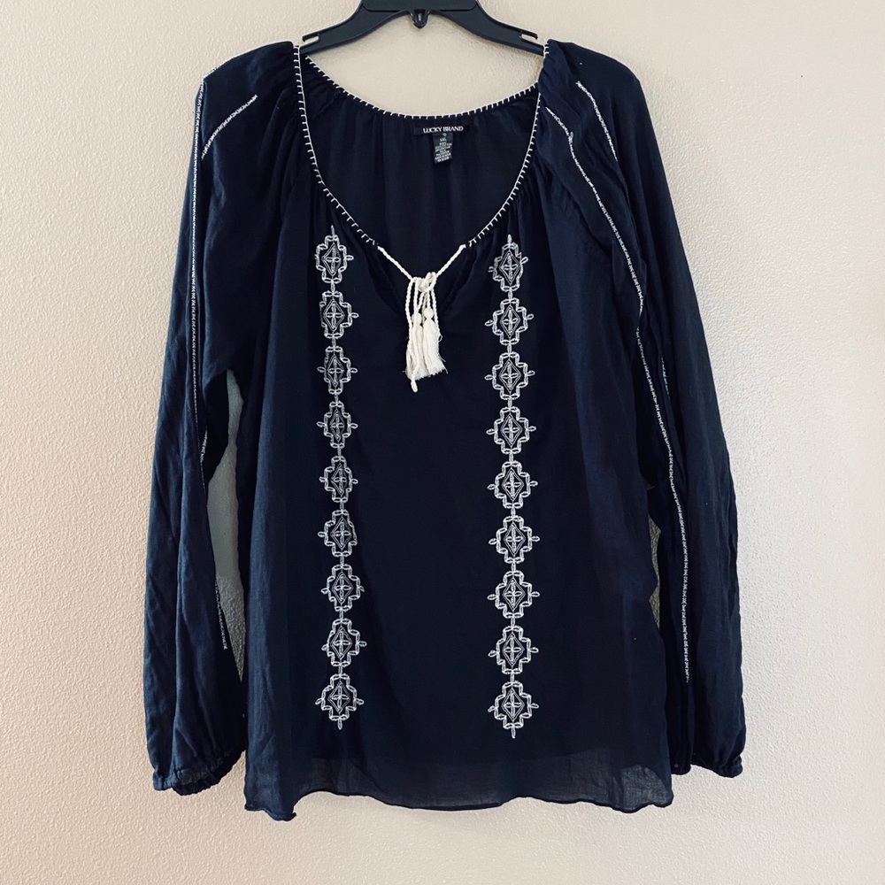 Lucky Brand Embroidered Boho Top